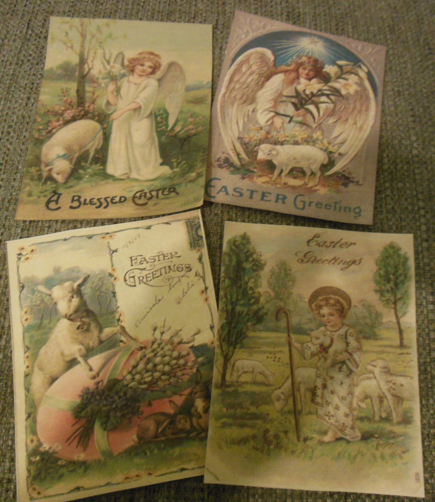 Set of 16 LARGE Victorian/Vintage Easter Lambs images from vintage postcards
