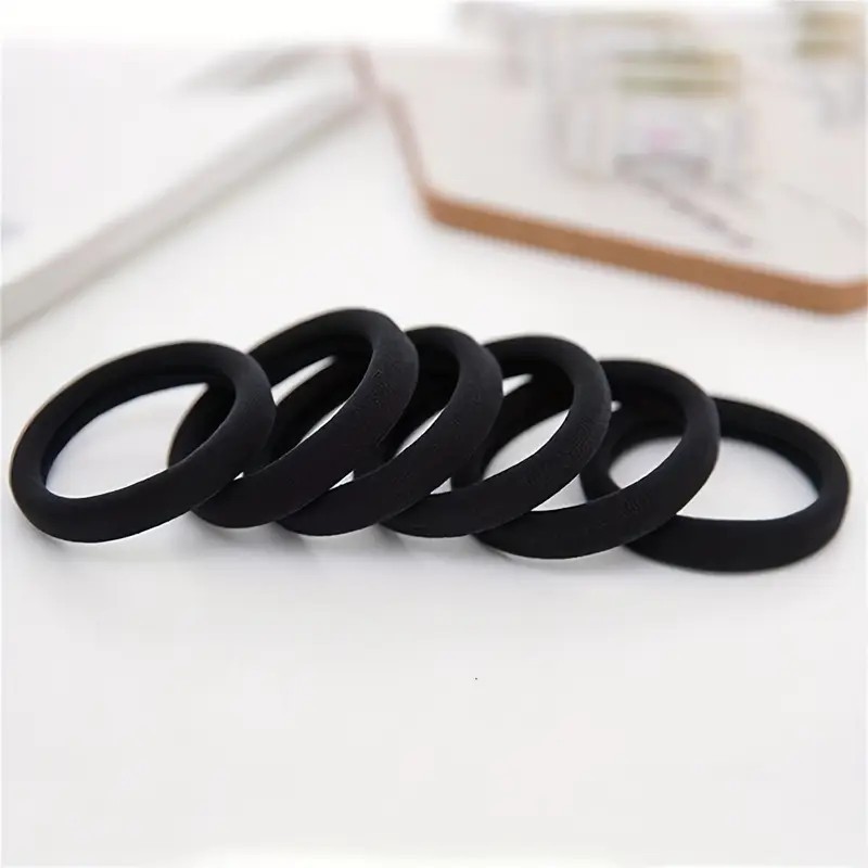 50PCS Black Hair Ties for Women No Damage Elastic Hair Bands for Thick hair