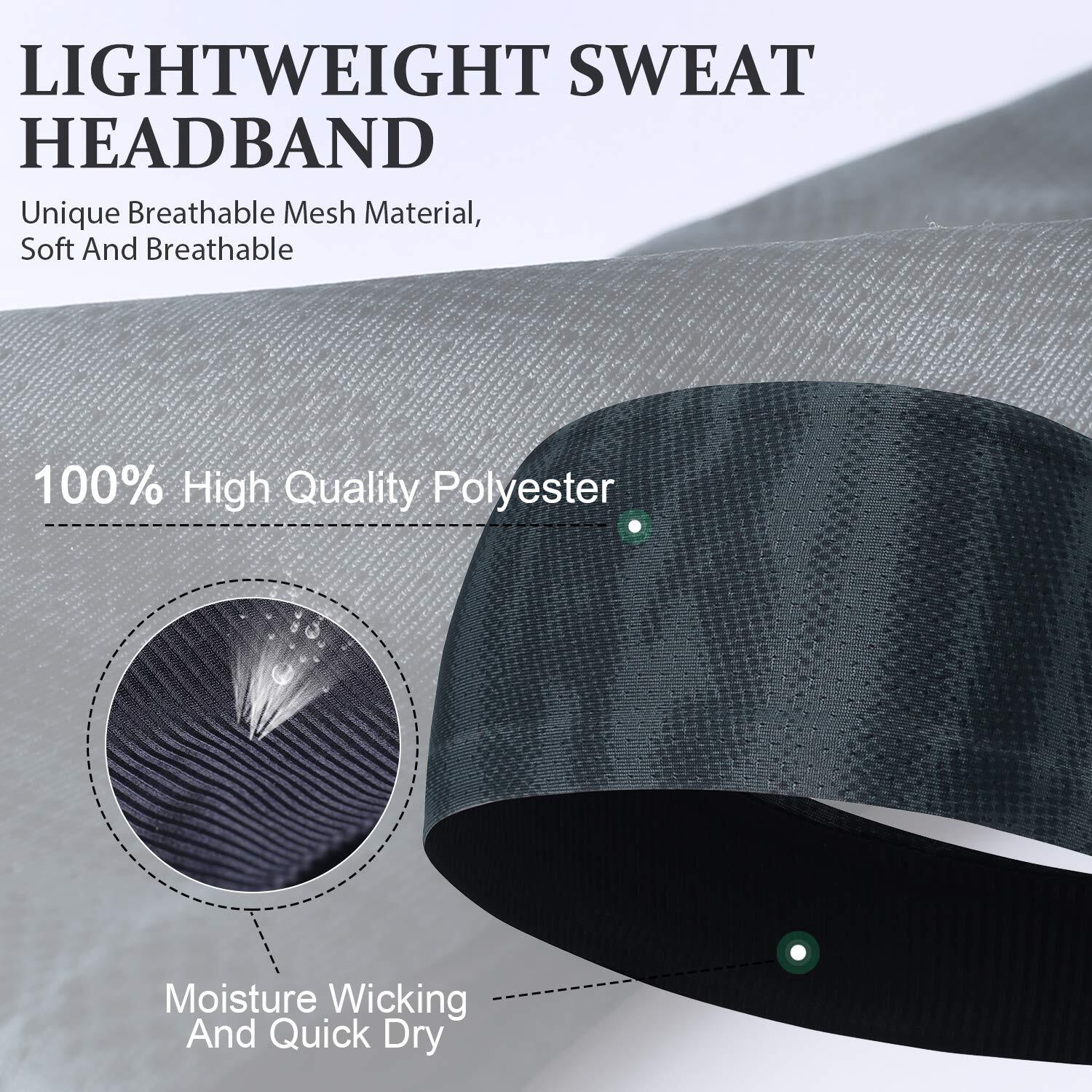 Non Slip Sports Headband for Women Men Moisture Wicking Sweat Stretch Hair Band