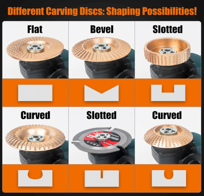 Juego de 13 Discos de Escultura en Madera: Para amoladora angular de 4 1/2", in