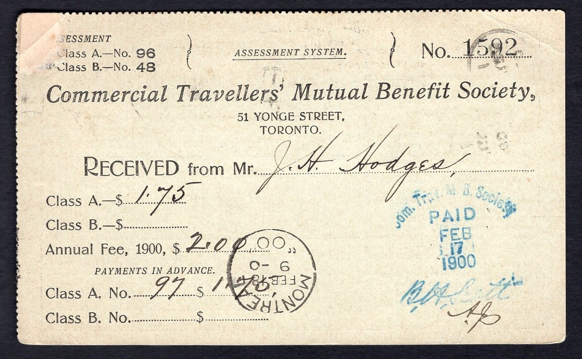CANADA Toronto 1900 Mutual Benefit Society Postcard; Advertising