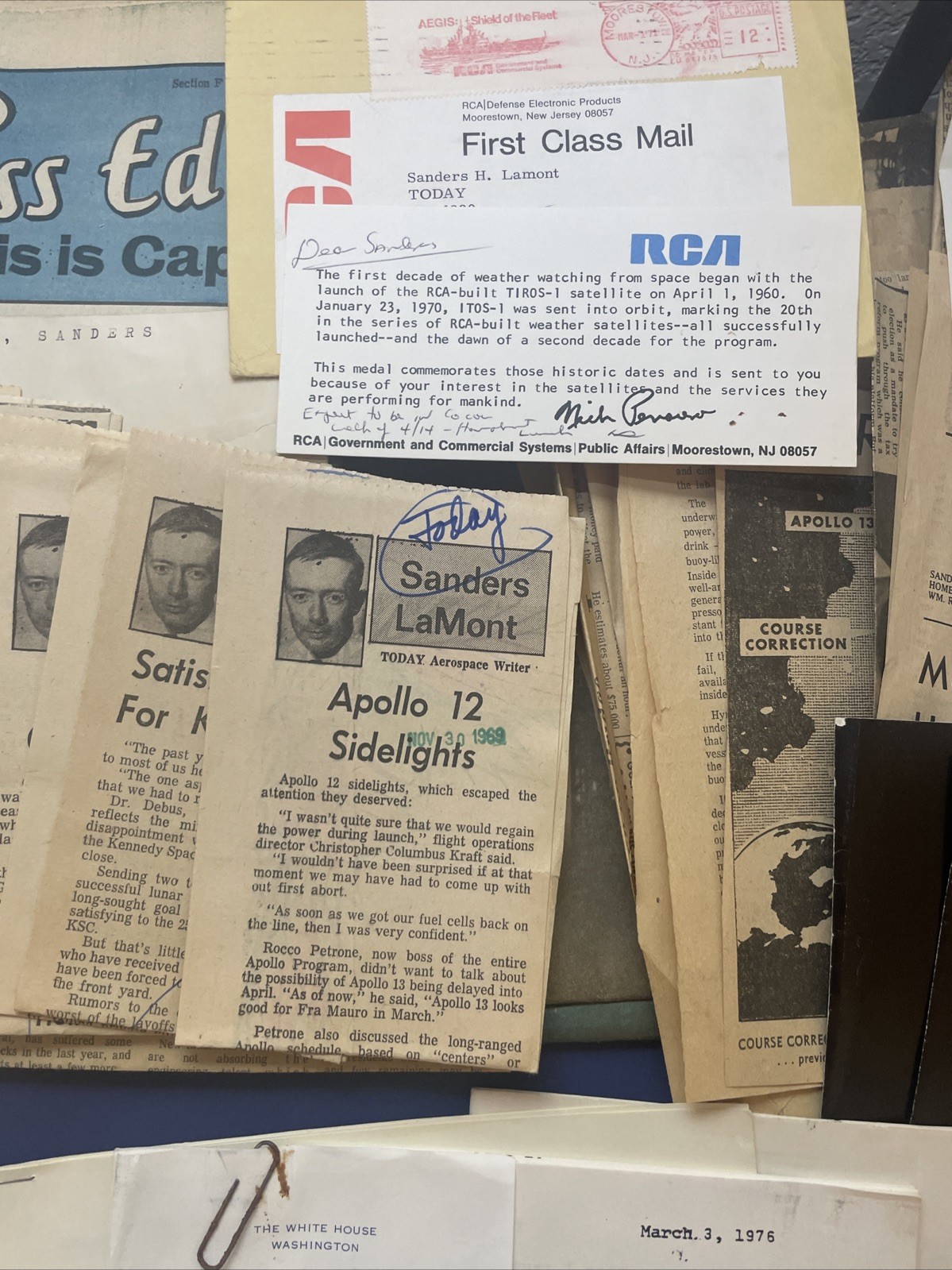 Vintage NASA Space Collectible Lot/Scrapbook - Sanders LaMont Aerospace Writer