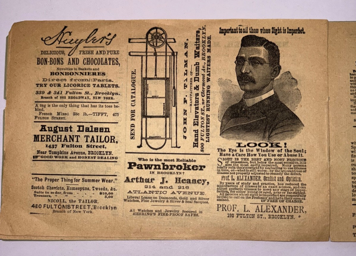 RARE 1887 CRITERION THEATRE PROGRAM CHIMES OF NORMANDY AT FULTON & GRAND AVENUE