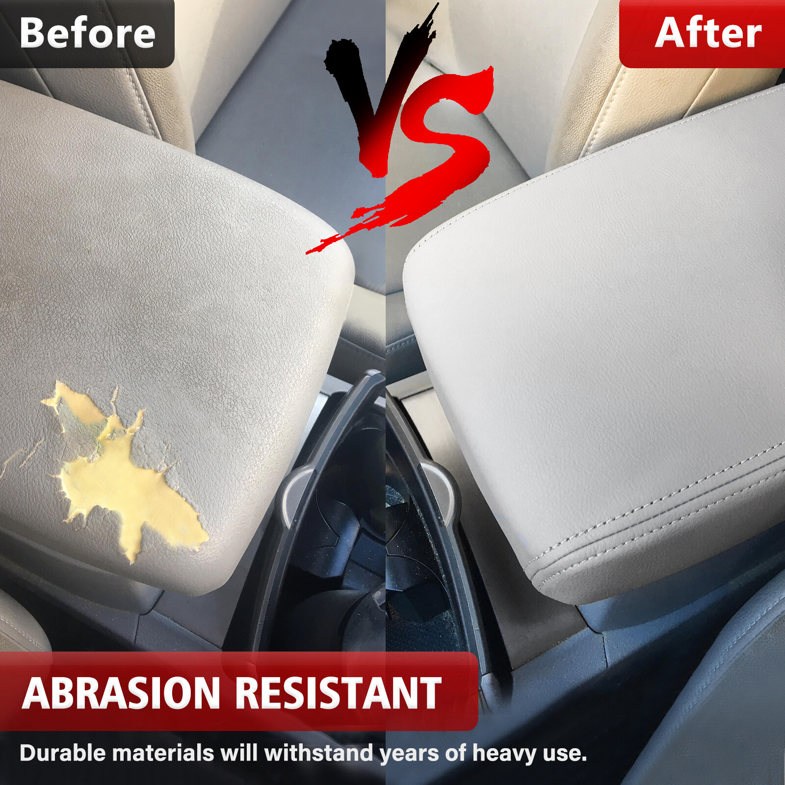 Fits 2008-2013 Toyota Highlander Leather Center Console Armrest Lid Cover Gray