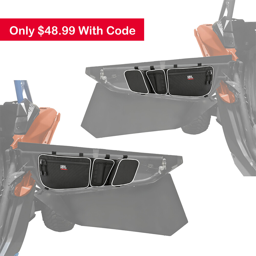 KEMIMOTO UTV X3 Door Storage Bags w/Knee Pad For Can Am Maverick X3 2017-2024