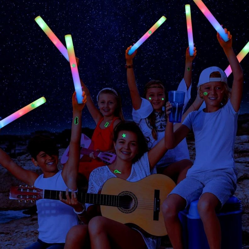 50 PCS LED Light Up Foam Sticks Baton Wands Rally Party Rave Tube Soft Glow Wand
