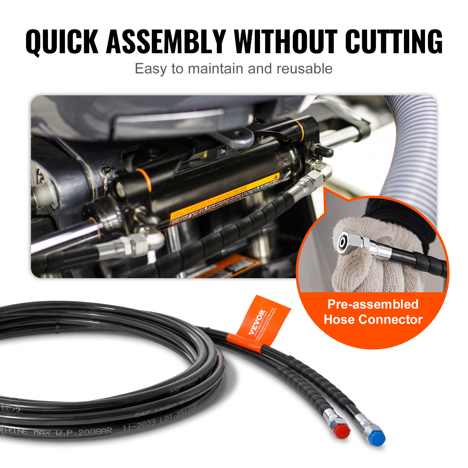 VEVOR Outboard Hose Kit 20 ft Hydraulic Steering Hose for Outboard Steering Boat