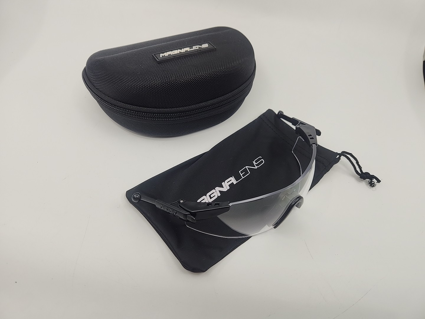 Magna Lens Shooting Glasses Clear Lens w/ Case & Pouch Magnetic Earmuff Fit