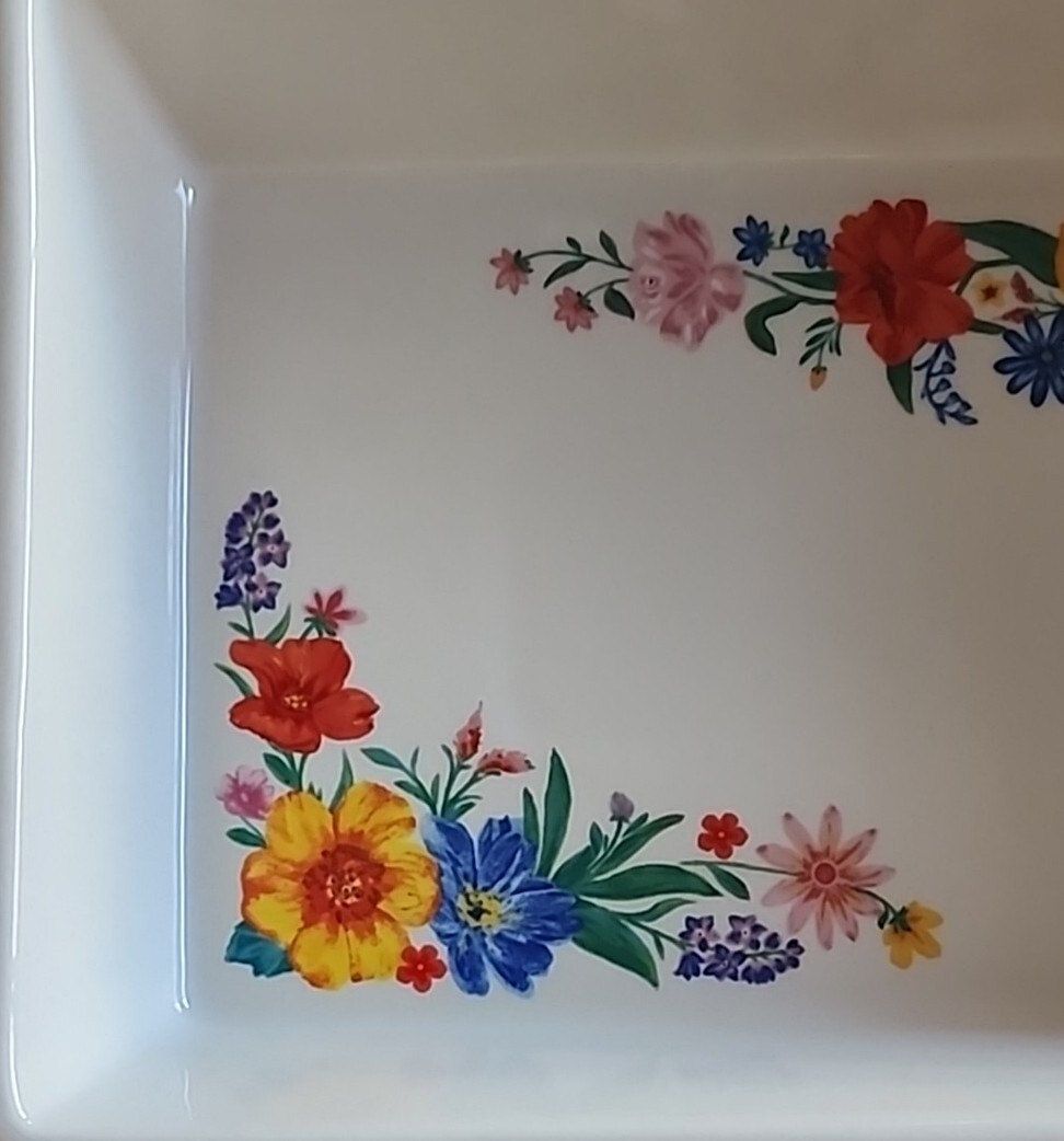 Pioneer Woman ~ BRILLIANT BLOOMS ~ Stoneware ~ Baking Pan ~ Casserole Dish