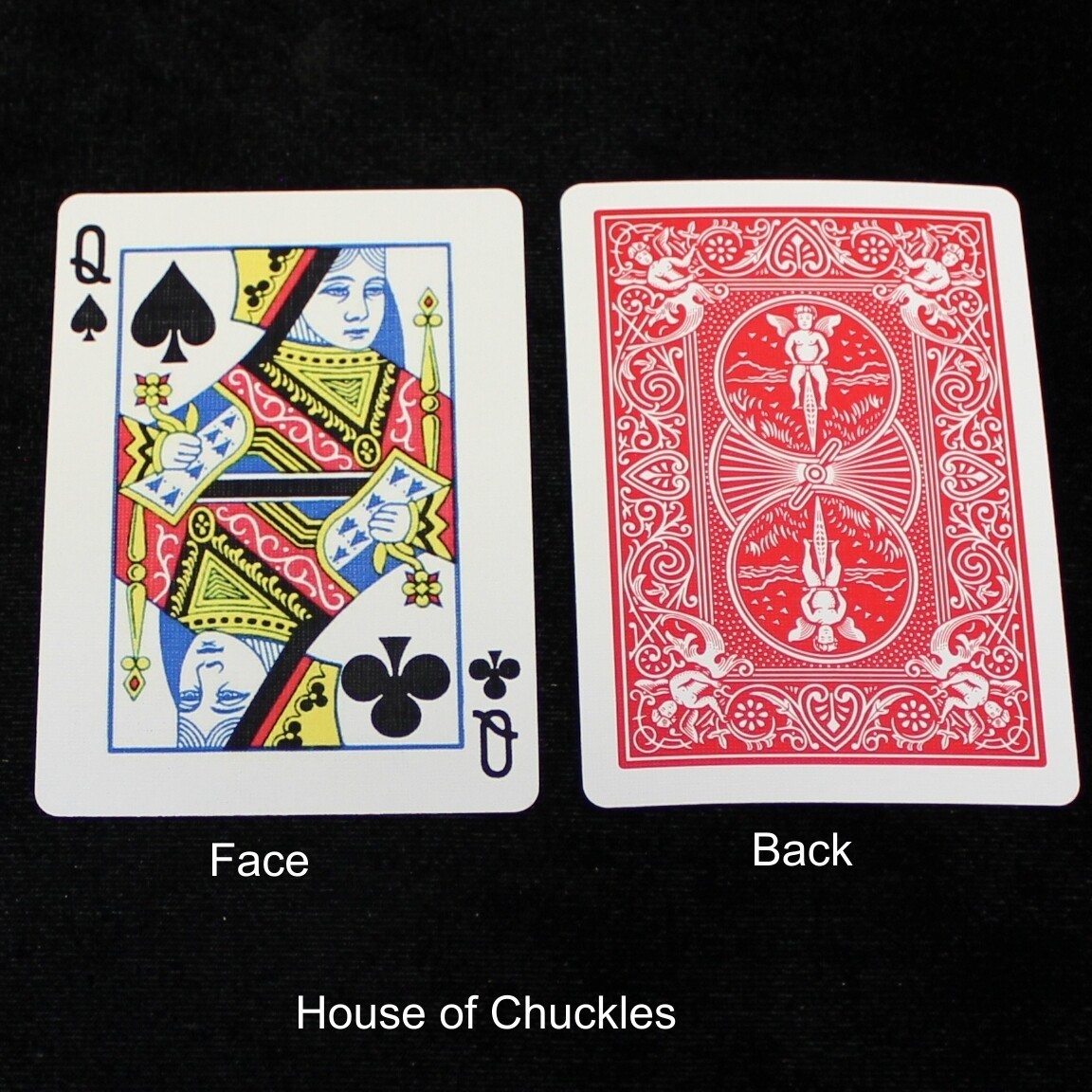 Queen of Spades / Clubs - Mis-Indexed, Bicycle Printed Gaff Card, Red