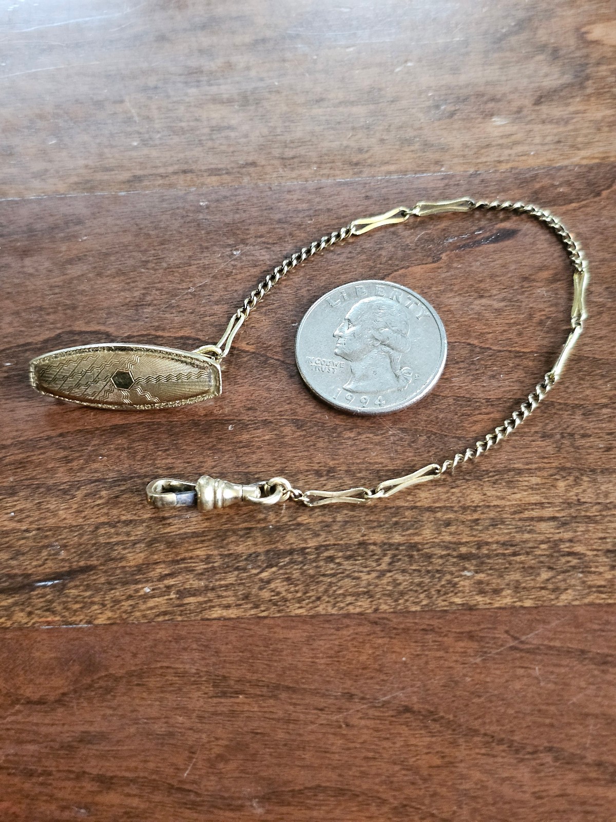 antique pocket watch belt clip- clasp marked 14k