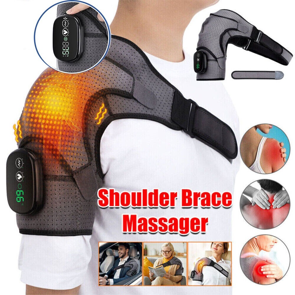 Electric Heated Shoulder Massager With Vibration Massage Brace Joint Pain Relief