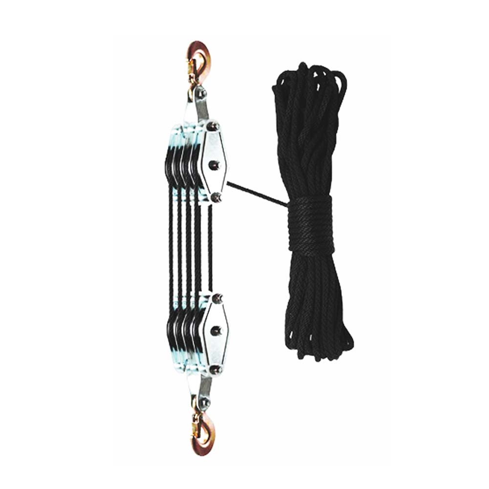 Rope Hoist Pulley System 4400LB Block and Tackle Pulley System 8:1 Lifting Black