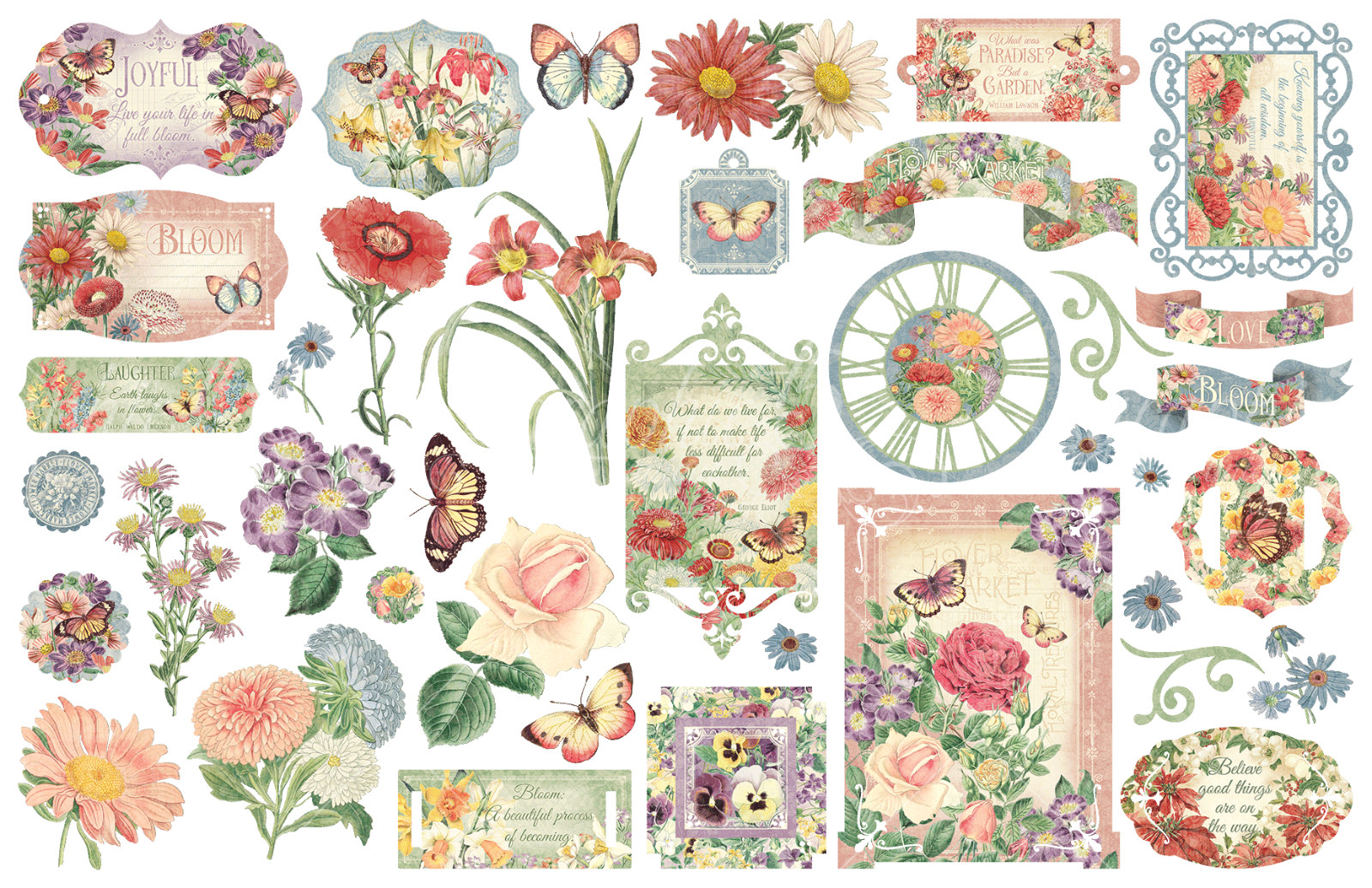 GRAPHIC 45 *FLOWER MARKET* COMPLETE COLLECTION PACKAGE BUNDLE CALENDAR GORGEOUS