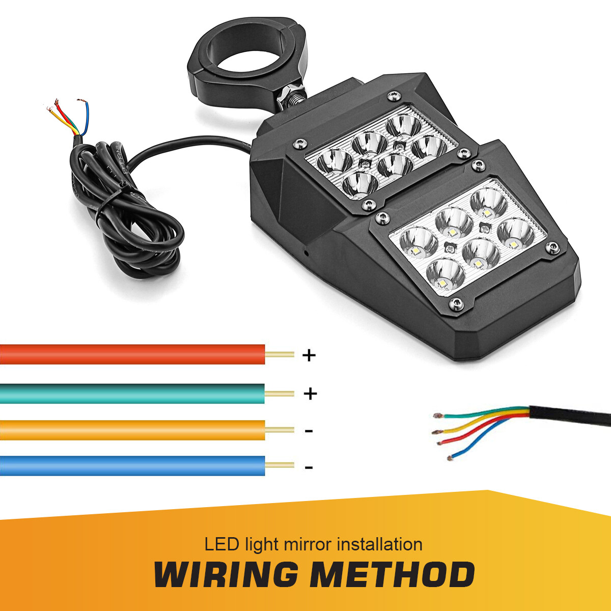 2PCS UTV Side Rear View Mirrors w/ Light+LED Dome Lights For Can Am Maverick X3