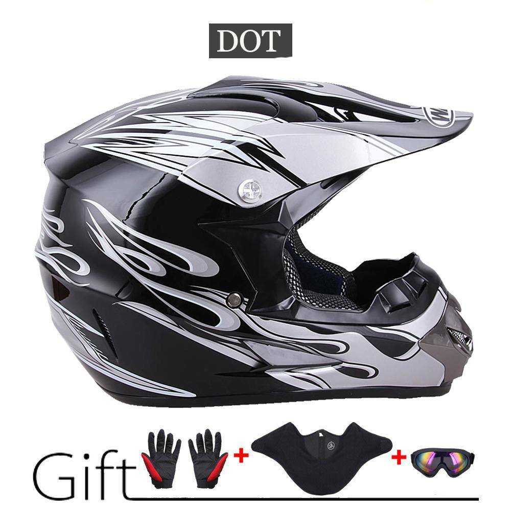 DOT Adult Motocross ATV Dirt Bike MX Off-Road Helmet + Goggles + Gloves S/M/L/XL