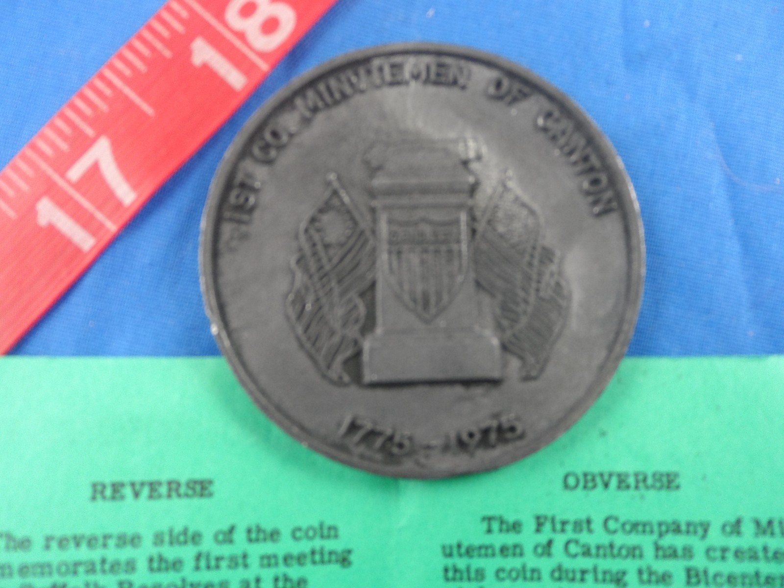 Revolutionary War 1st Company Minutemen of Canton Ohio Commemorative Coin 1975