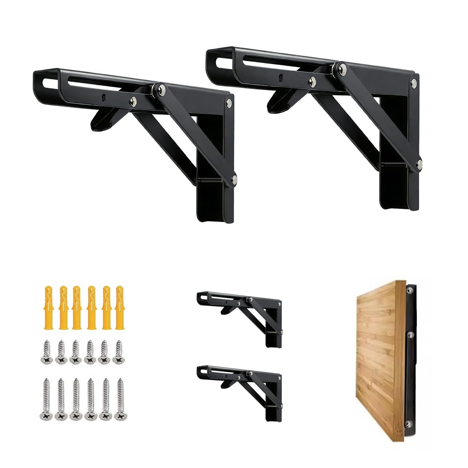 Folding Shelf Bracket 8 inch 2PC - Wall Mounted Collapsible Shelves Brackets ...