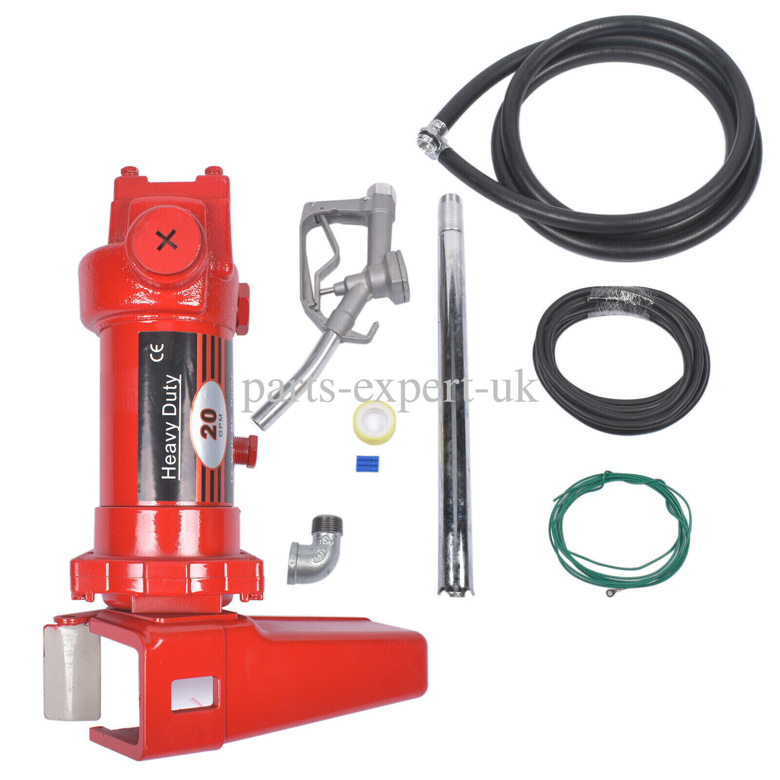 12V 20GMP Fuel Transfer Pump+Nozzle Kit Transfer of Gasoline Diesel Kerosene Red