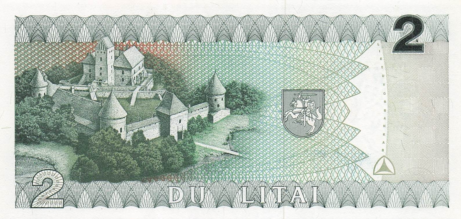 Lithuania  2  Litai  1993  P 54a  Series  DAA  Uncirculated Banknote G 18