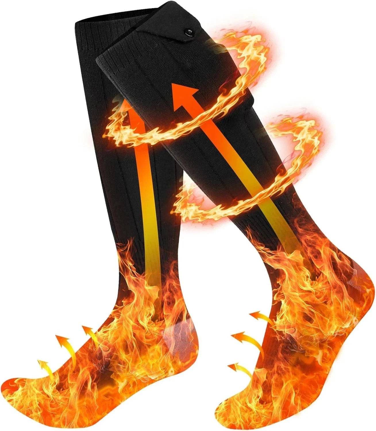 6000mAh Electric Heated Socks Foot Winter Warm Hunting Sock Rechargeable Black L