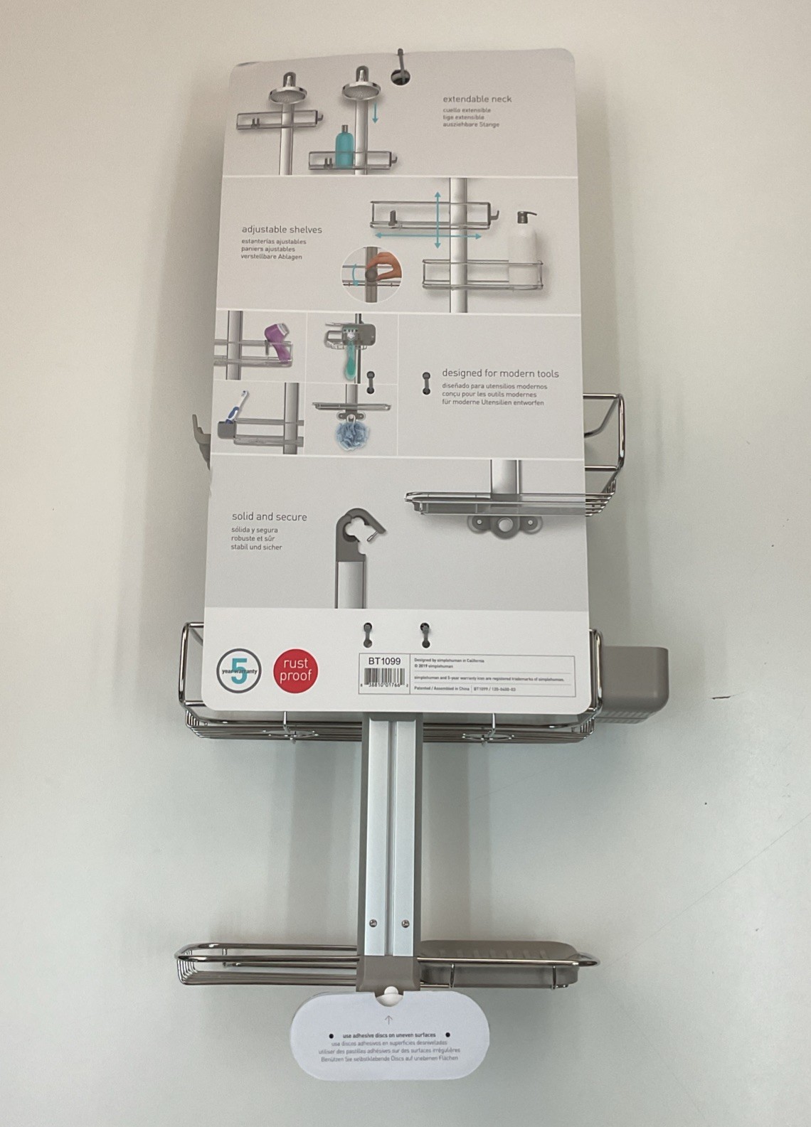 Simplehuman Adjustable Shower Caddy Large Plus Stainless Steel BT1099