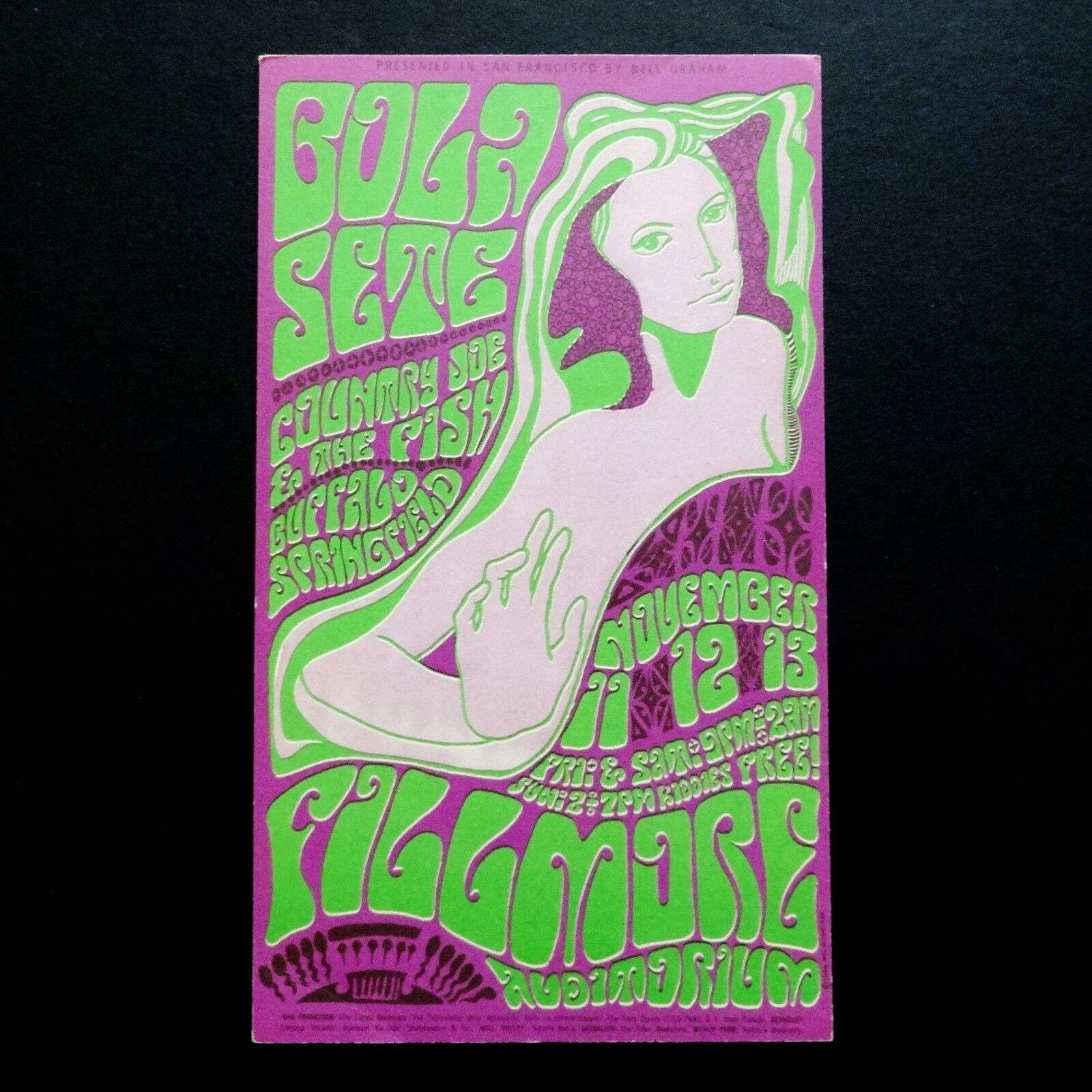 Bill Graham Fillmore Postcard Handbill BG 36 Buffalo Springfield Neil Young 1966