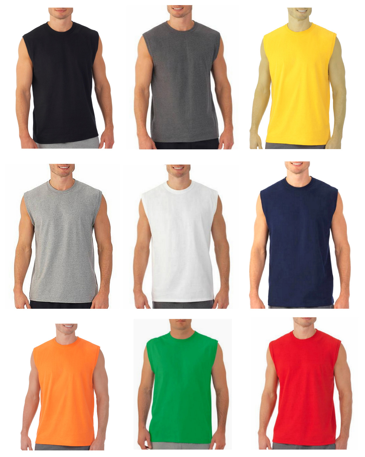 Mens Cotton Sleeveless T Shirt Tank Solid Blank Hot Summer Gym Cool Comfort US