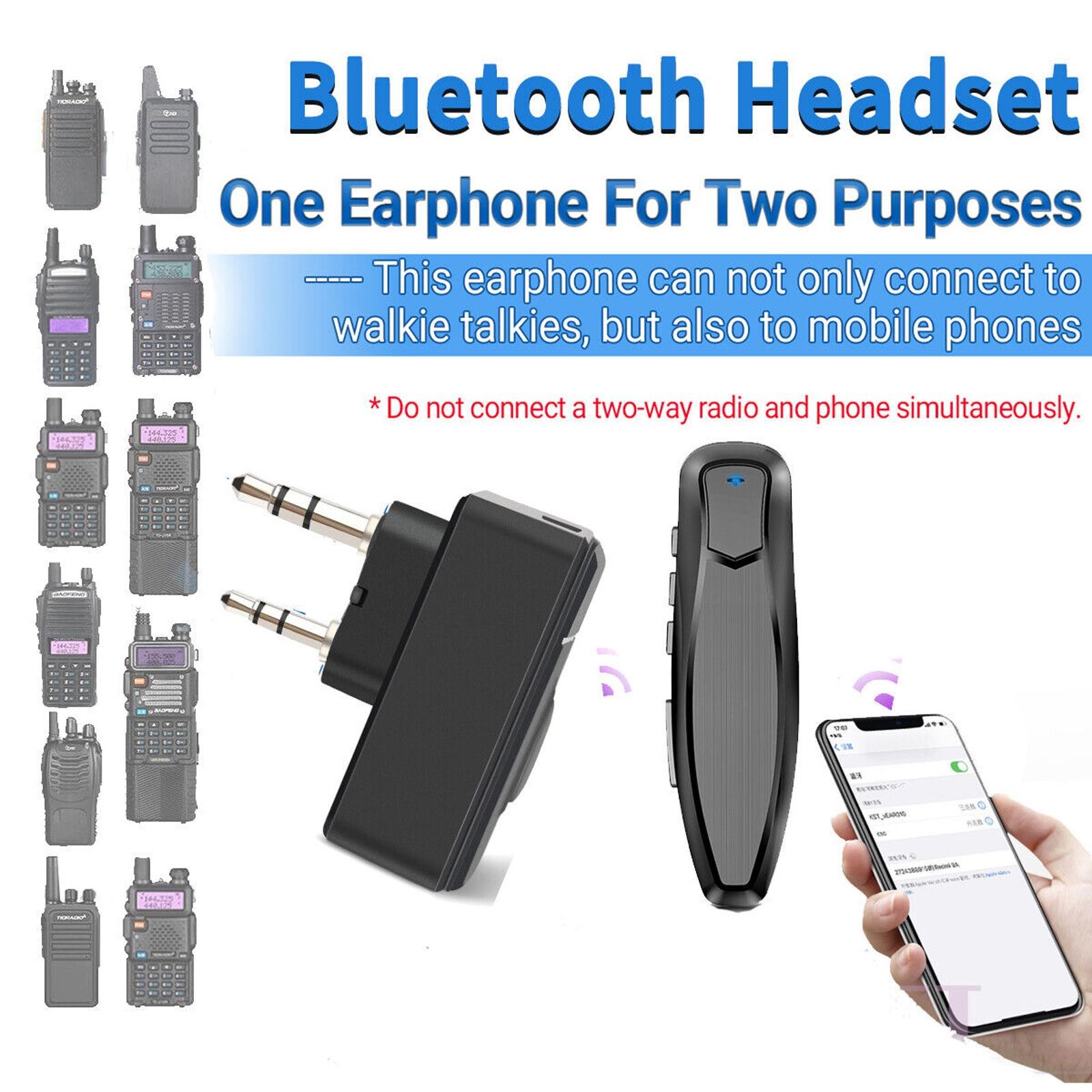For Baofeng UV-5R/E Walkie Talkie Ham Radio Bluetooth Earpiece Wireless Headset
