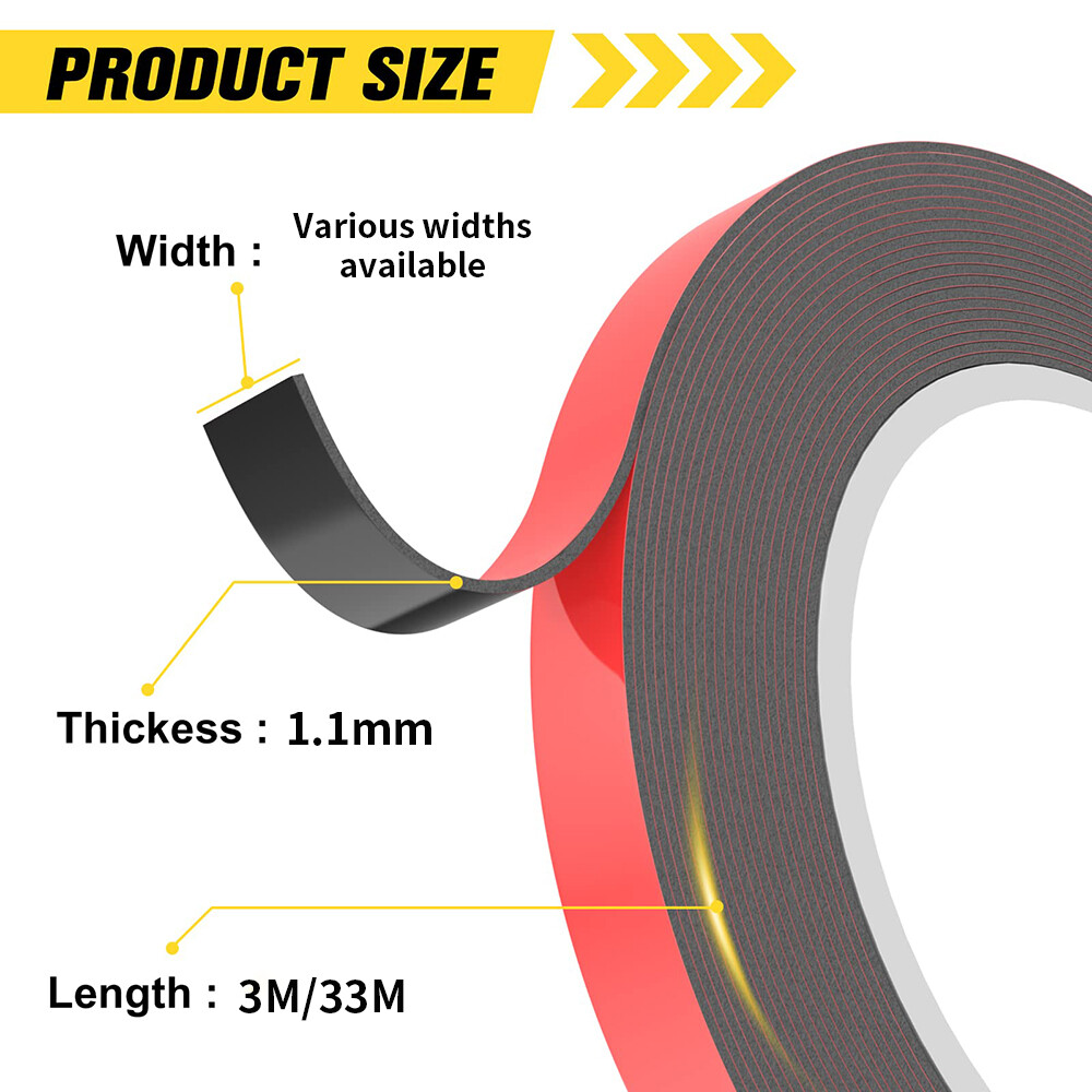 Double Sided Tape Heavy Duty Pads Strong Sticky Tape Black Roll 5952 1.1mm Thick