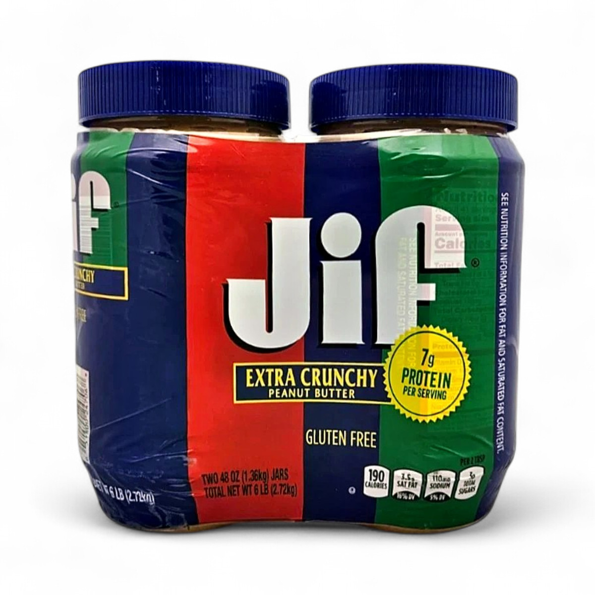 Jif Extra Crunchy Peanut Butter Jars, 48 oz - 2 Pack