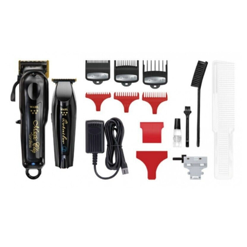 Wahl Barber Combo Black Cordless Magic Clip Clipper Detailer Trimmer 5 Star
