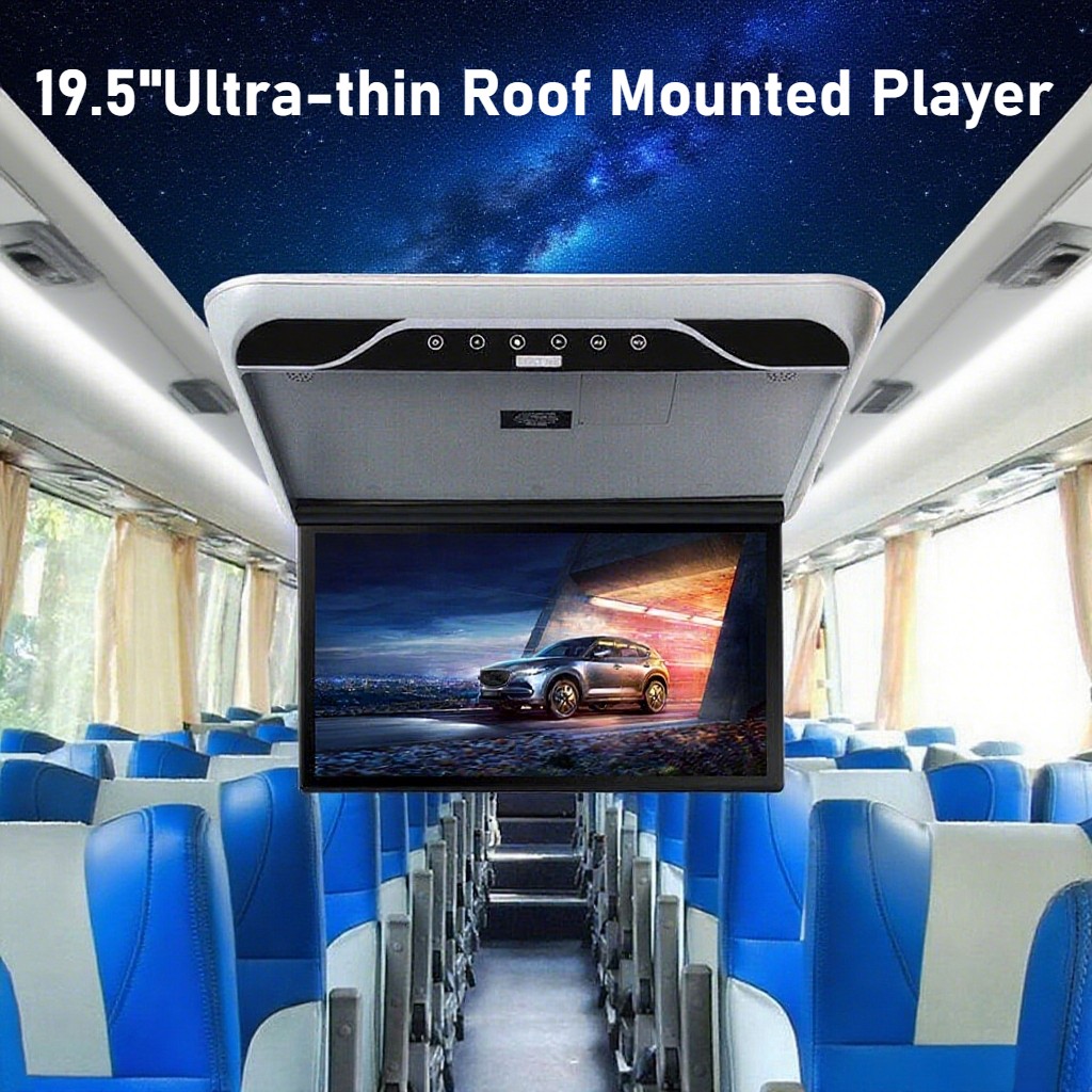 19.5"Car Roof Monitor Overhead Mounted Flip Down 1080P HDMI/USB Speaker US Stock