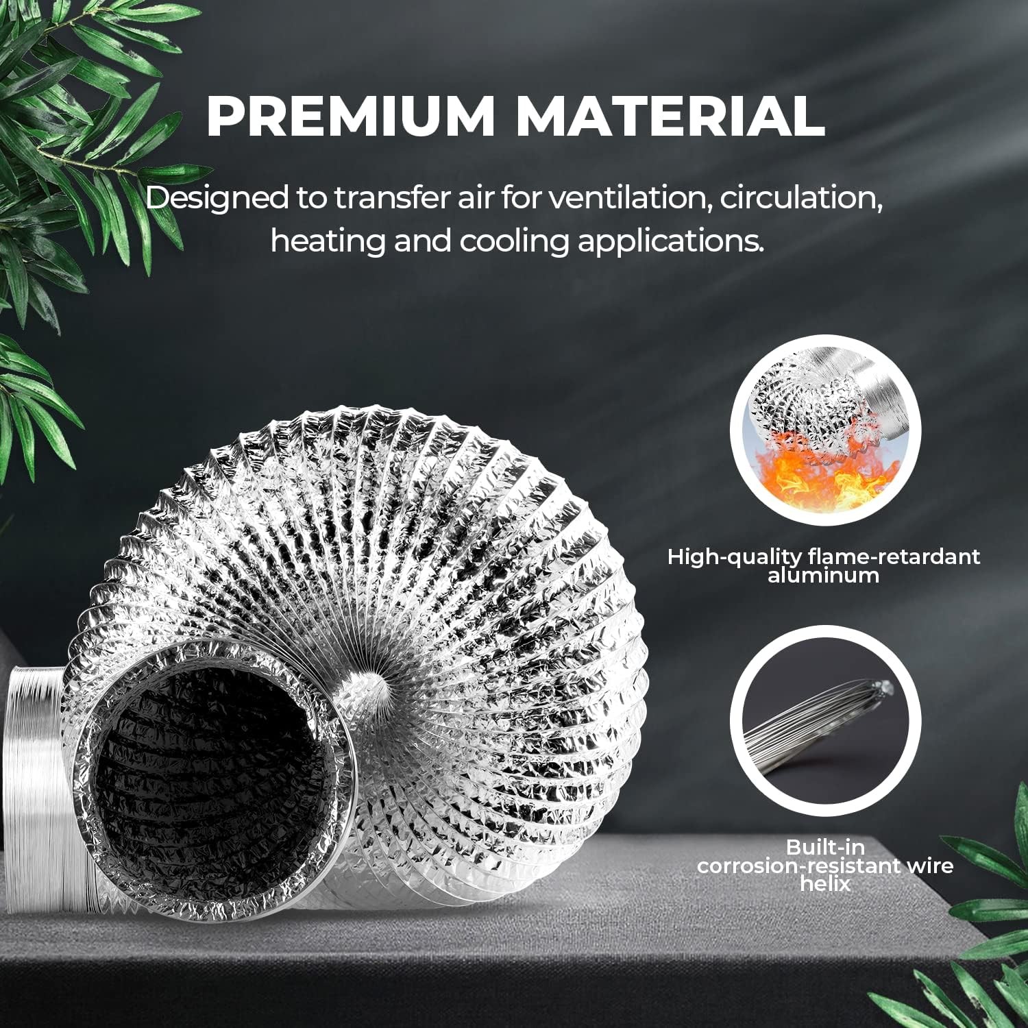 12" 25 Ft Aluminum Ducting Flexible, Heavy-Duty 4-Layer Protection with 2 Duct