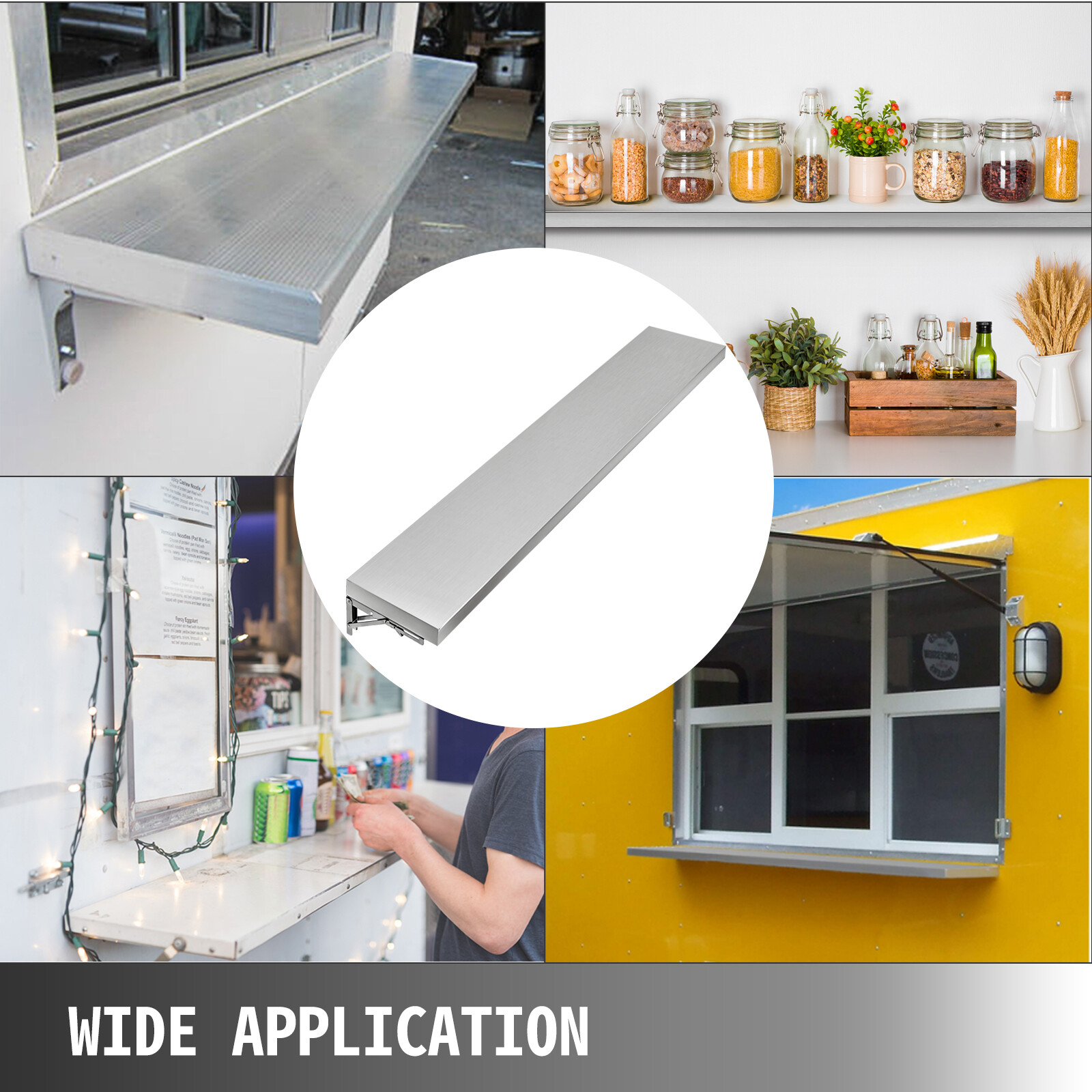 6 Foot Shelf for Concession Window Food Truck Accessories Business Stainless