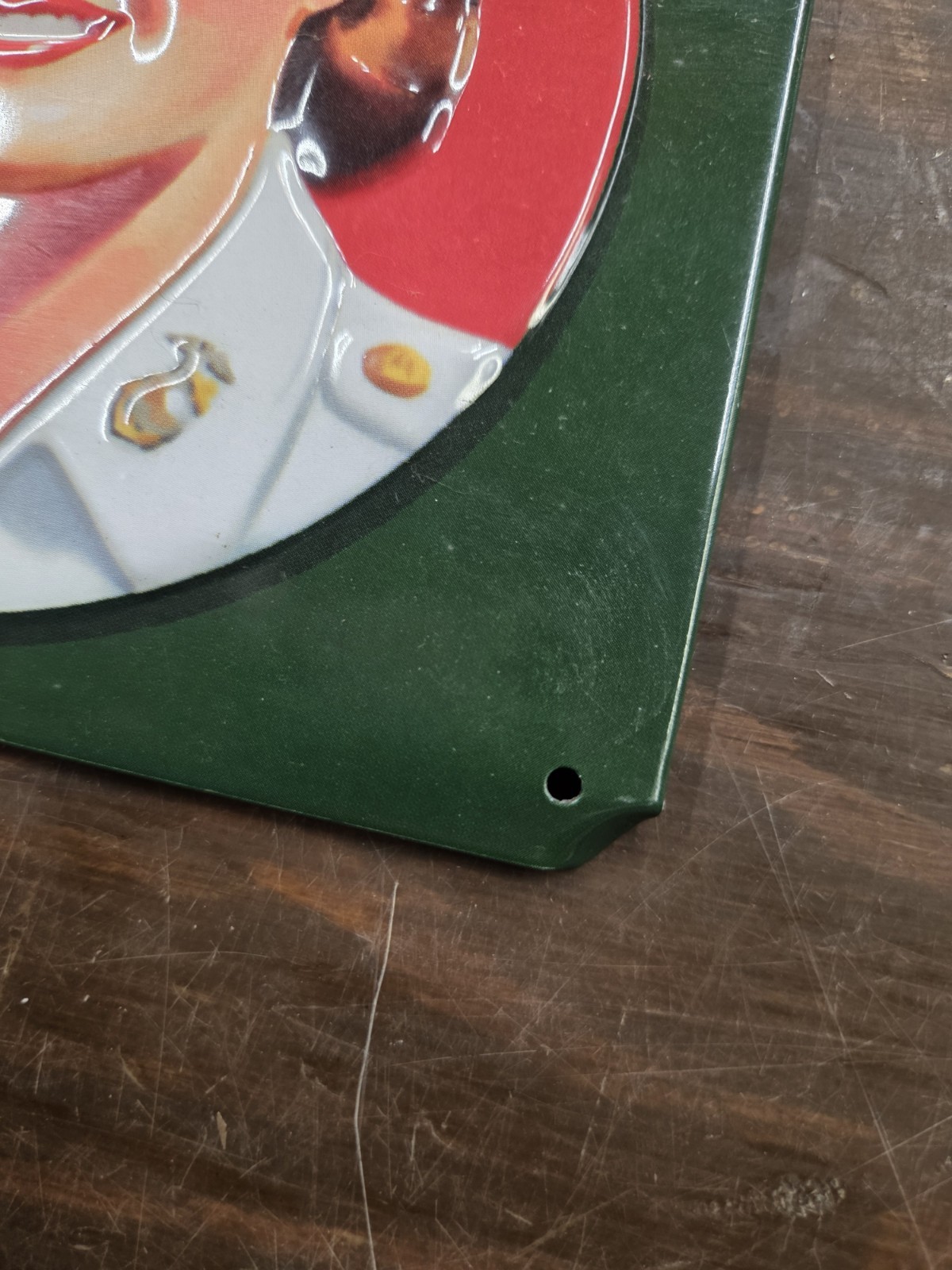 Coca-Cola Military Beauties Andy Rooney 3D Embossed Tin Sign Dark Green EUC