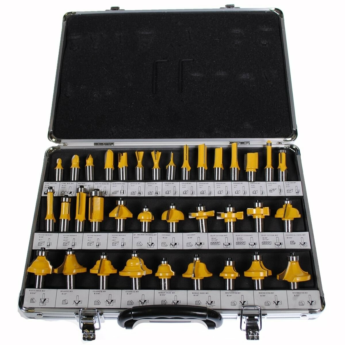 Shop4Omni NEW 35 PIECE CARBIDE ROUTER BIT TOOLS SET W/ CASE - 1/2 INCH SHANKS