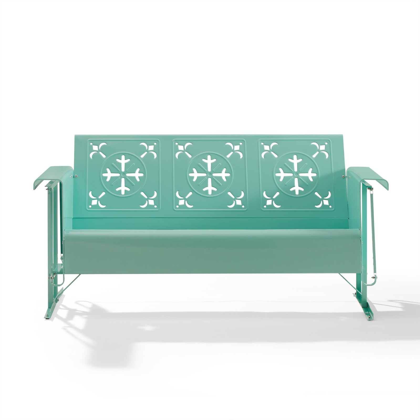 Crosley Furniture Azalea Retro Outdoor Sofa Glider in Aqua Gloss