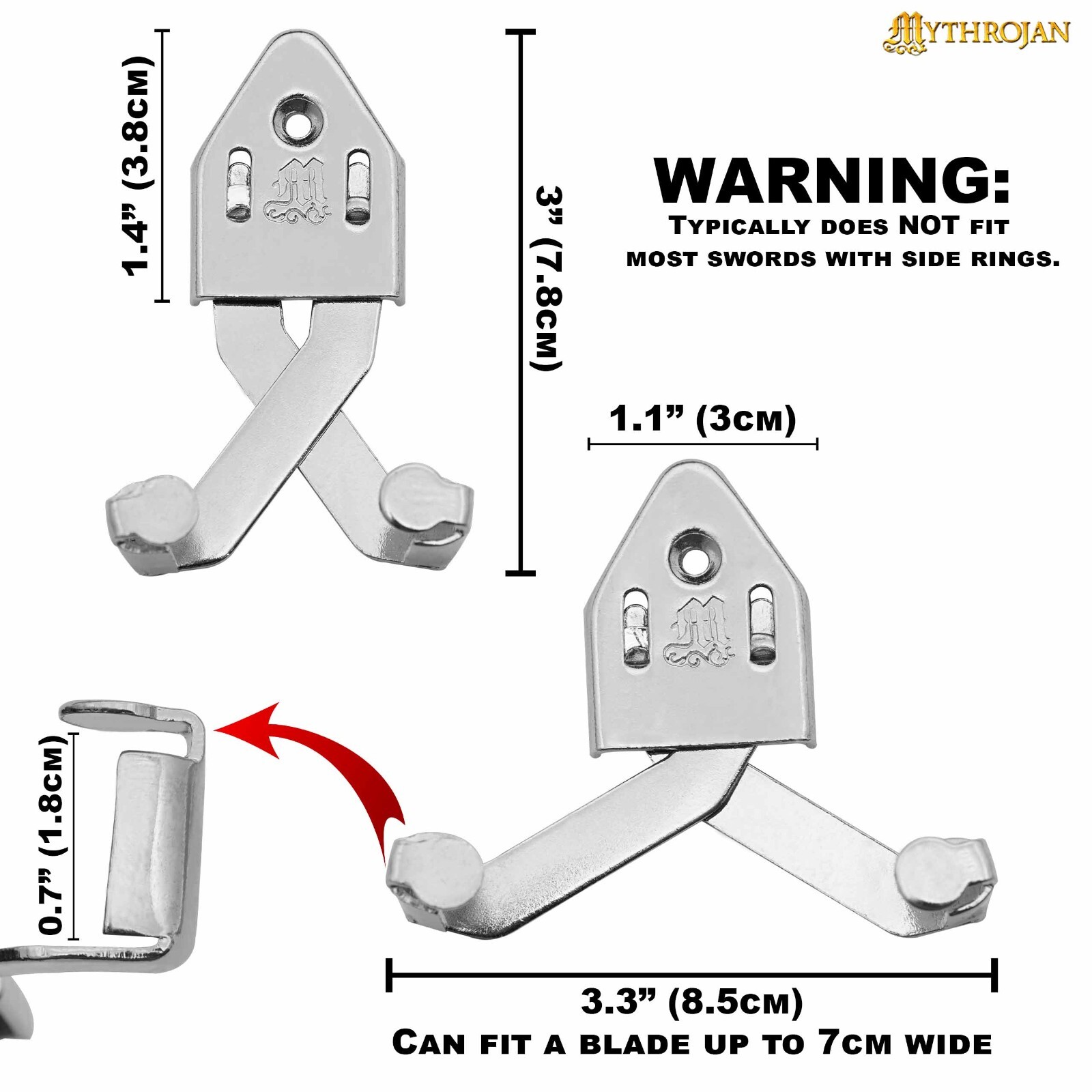 Universal Sword Bowie Knife Dagger Hanger Vertical Wall Mount Holder Set of 2