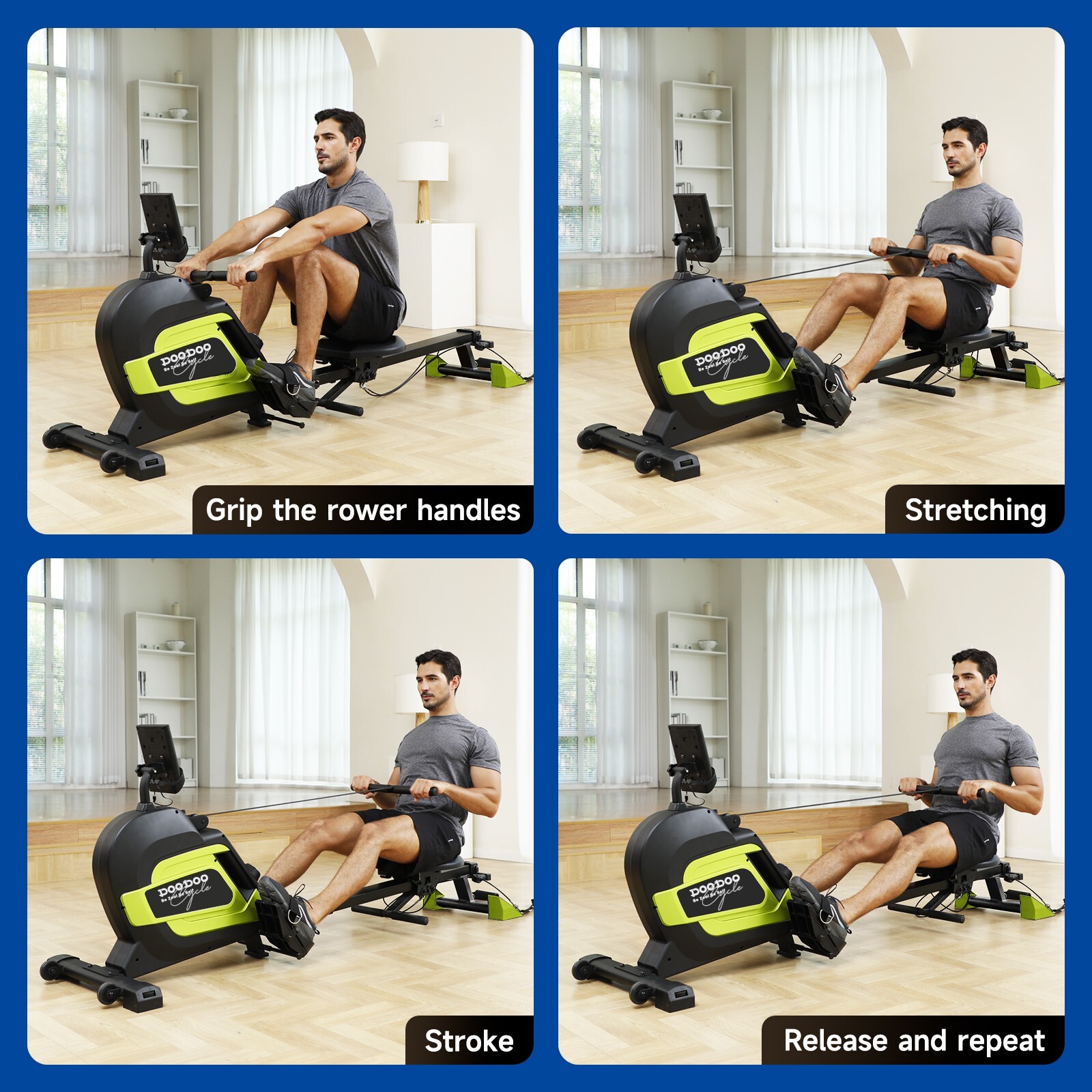 Magnetic Row Rowing Machine Concept 2 Rower Cardio Home Gym Exercise Equipment