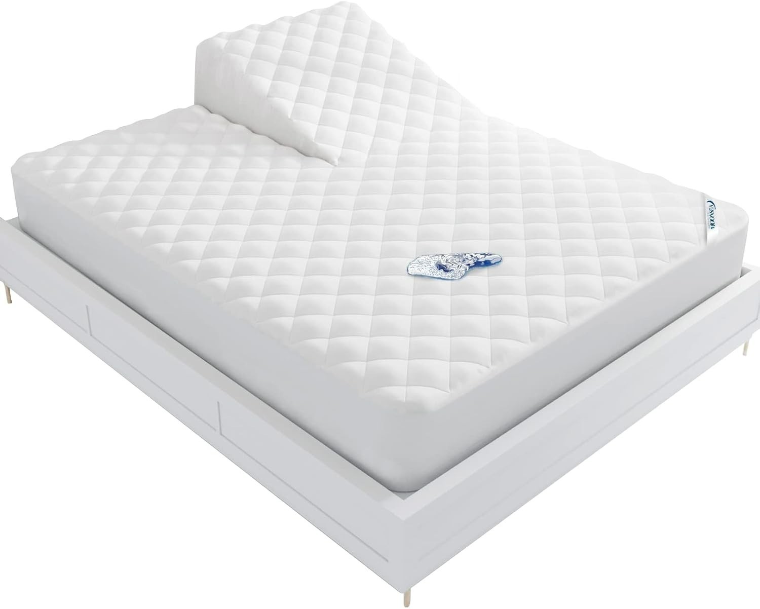 Waterproof Split Top Queen Mattress Pad Protector for Adjustable Bed (34" Split)