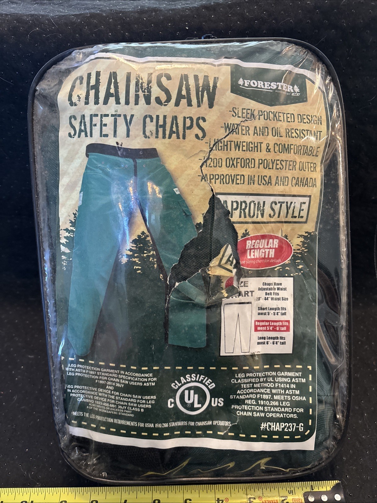FORESTER APRON STYLE CHAINSAW SAFETY CHAPS CHAP237-G