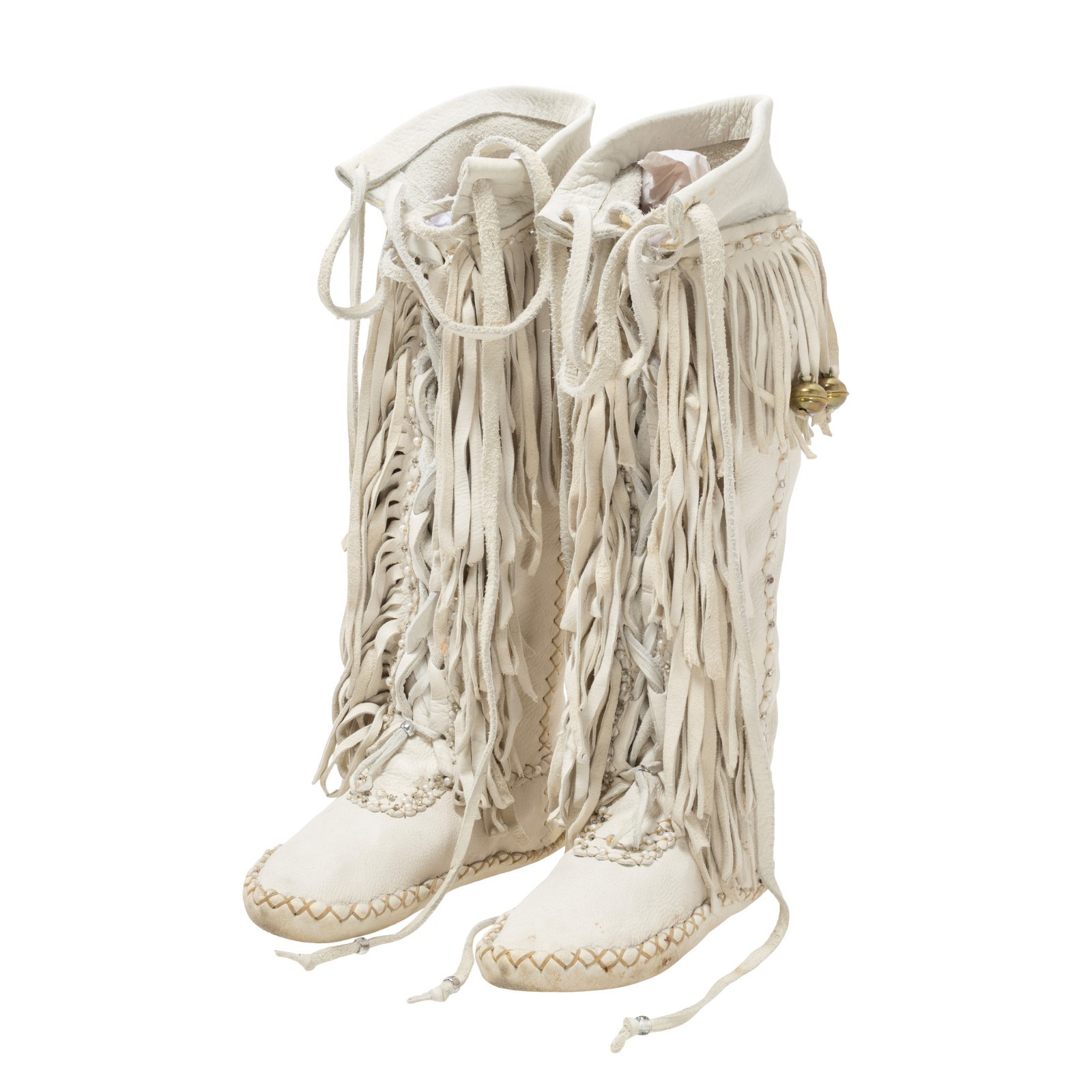 Puyallup White Deer Skin Dress and Moccasins