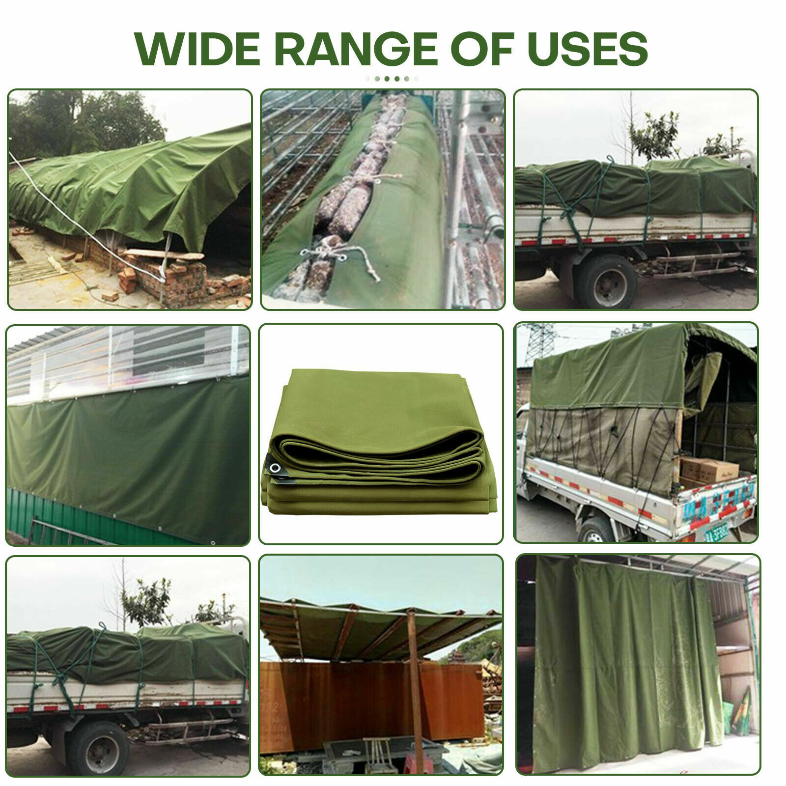 Heavy Duty Canvas Tarps Shelter w Grommet Tarpaulin Cover Canopy Water-Resistant