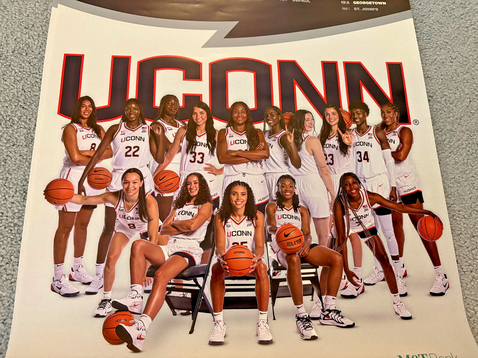 2025-26 UNIVERSITY OF CONNECTICUT UCONN HUSKIES WOMENS SCHEDULE TEAM POSTER