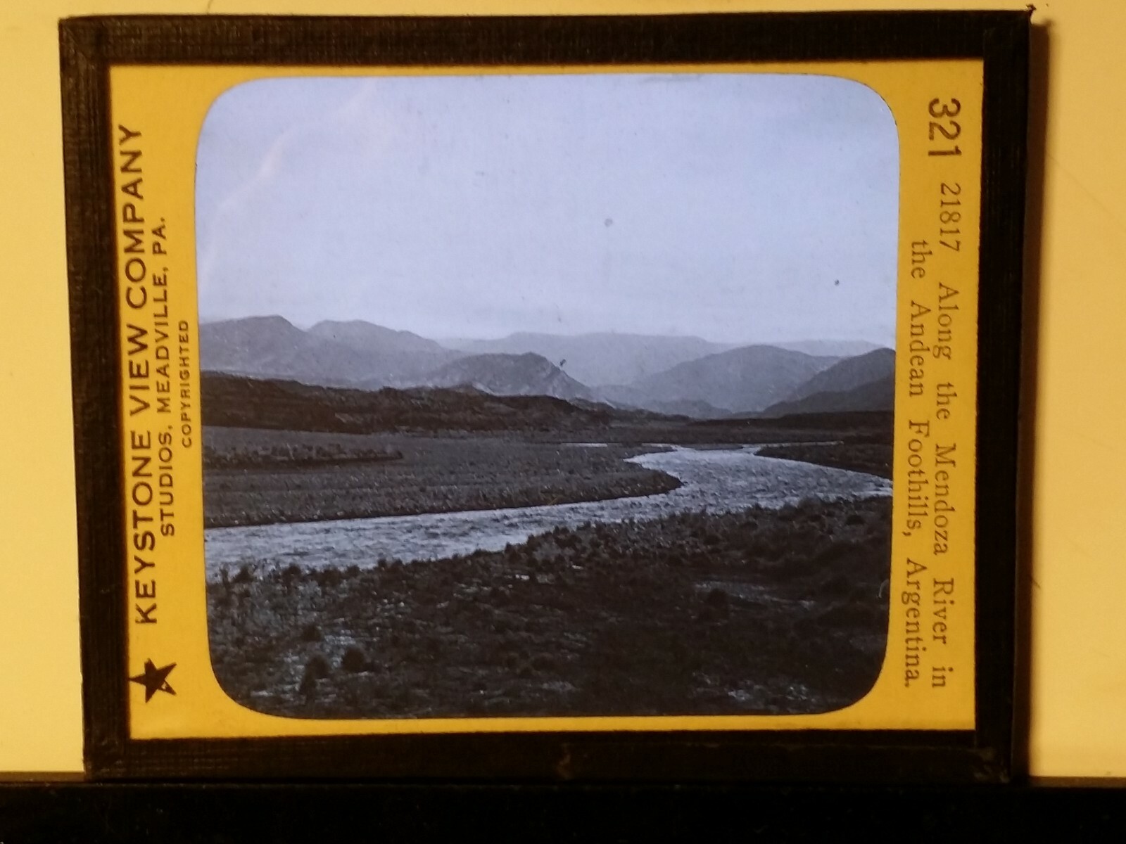 Andes Mountains Andean Foothills, Western Argentina, Magic Lantern Glass Slide