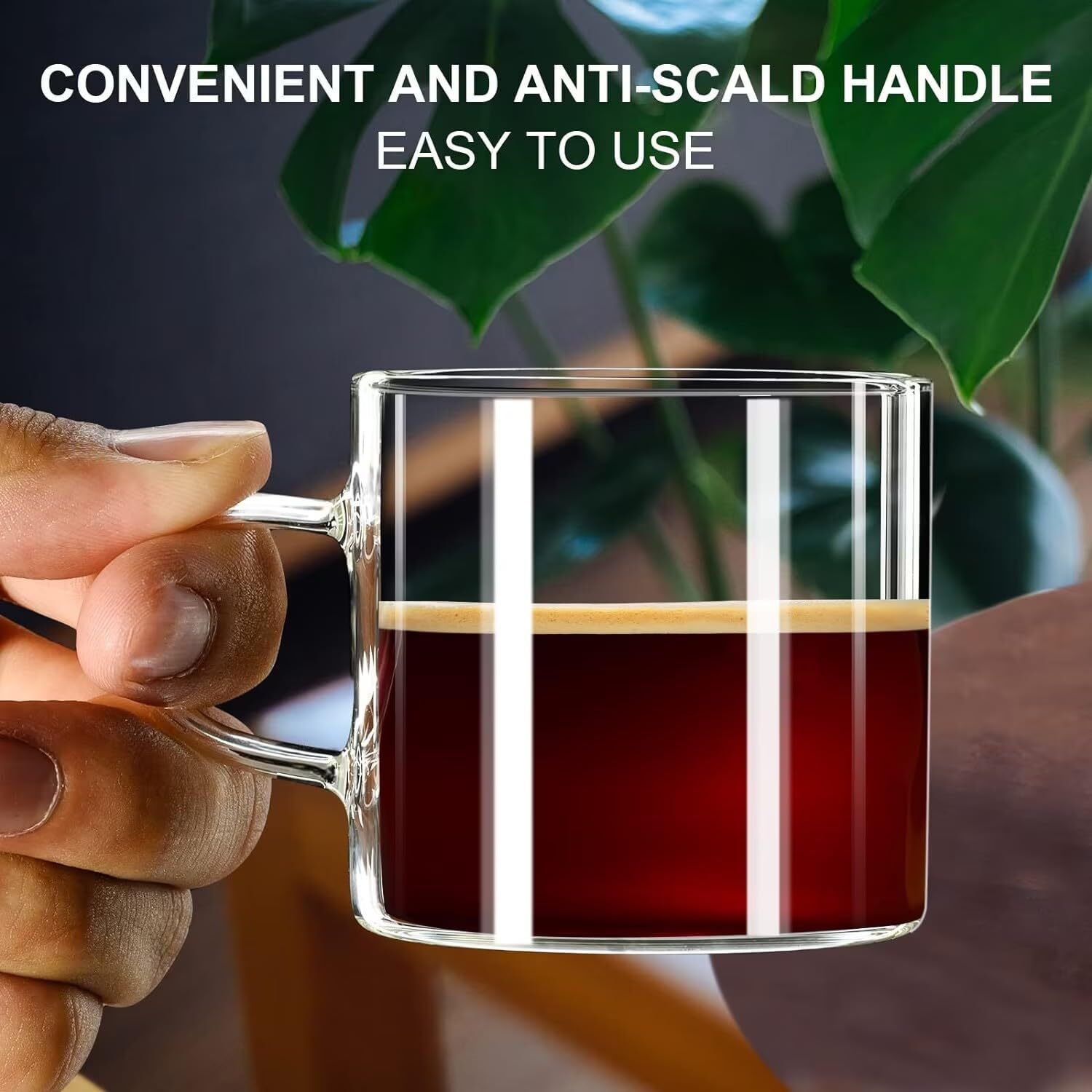 Espresso Cups Set of 2, Espresso Shot Glass 4.3 OZ, Glass Expresso Small Coffee