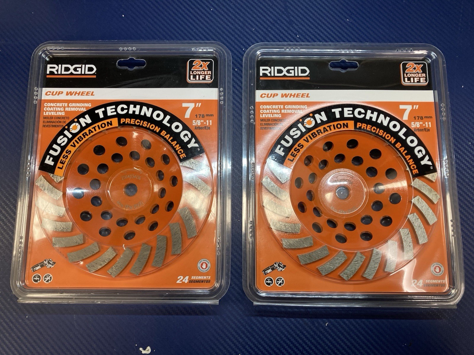 LOT OF 2 RIDGID 7" Cup Concrete Grinding Wheel 24-Segment Blade (TAW7024P1)