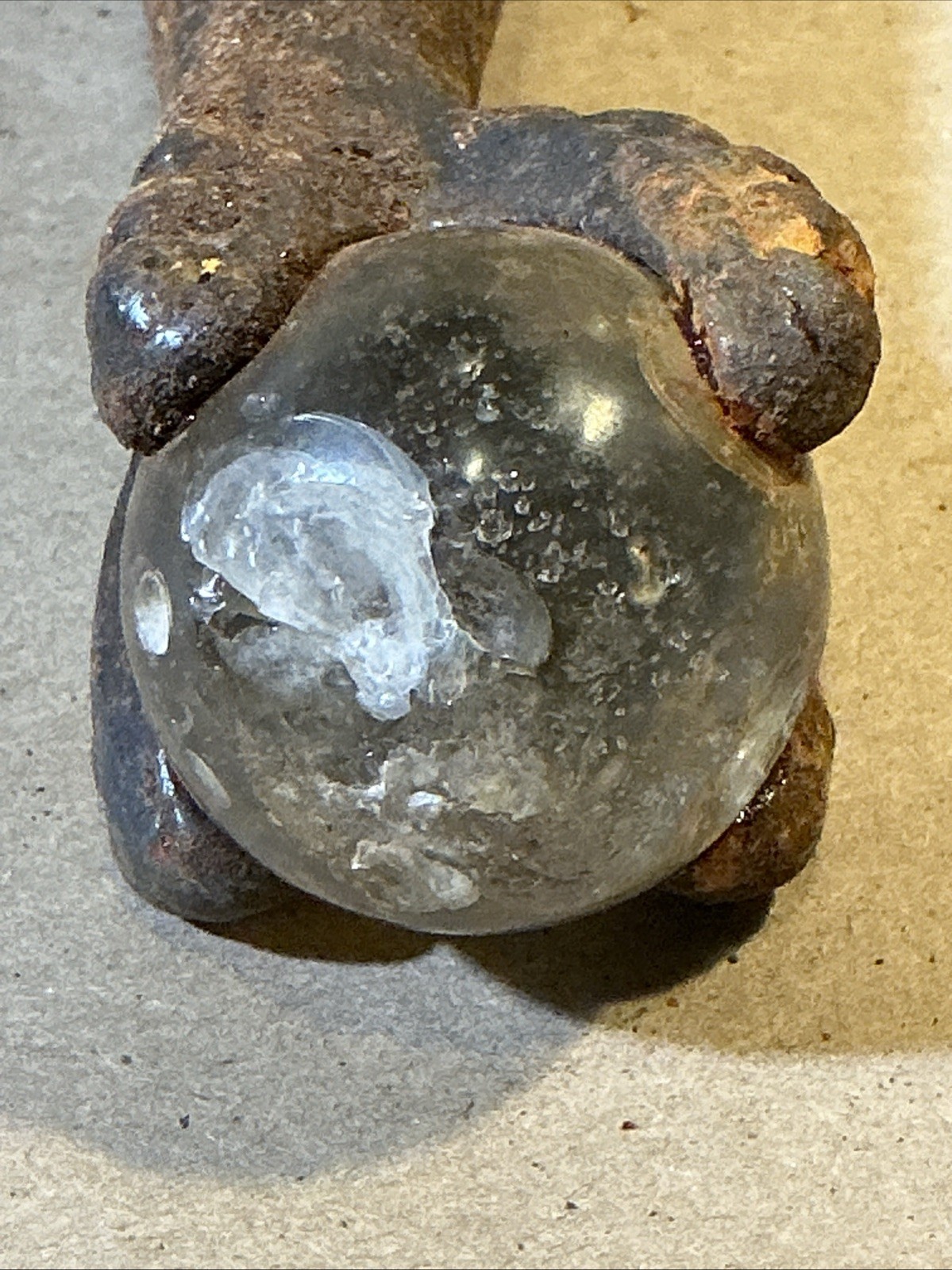 Set Of 4 Antique Cast Iron Glass Ball Table Feet Claw Feet As Is INV-AD60