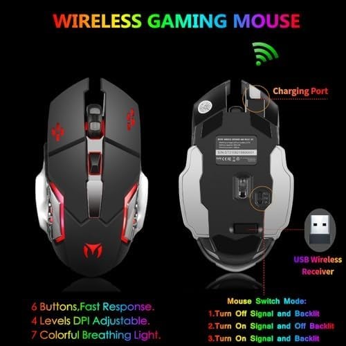 Teclado Y Mouse Inalambrico Gamer Razer Croma Gaming Iluminacion Teclas Para Pc